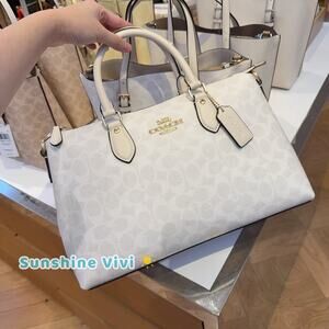 NWT Coach Georgia Satchel Bag In Signature Canvas CW422 Gold/White /Chalk